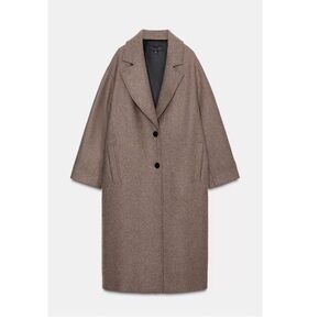 Zara Oversized Wool Coat with Contrast Cuff - NWT